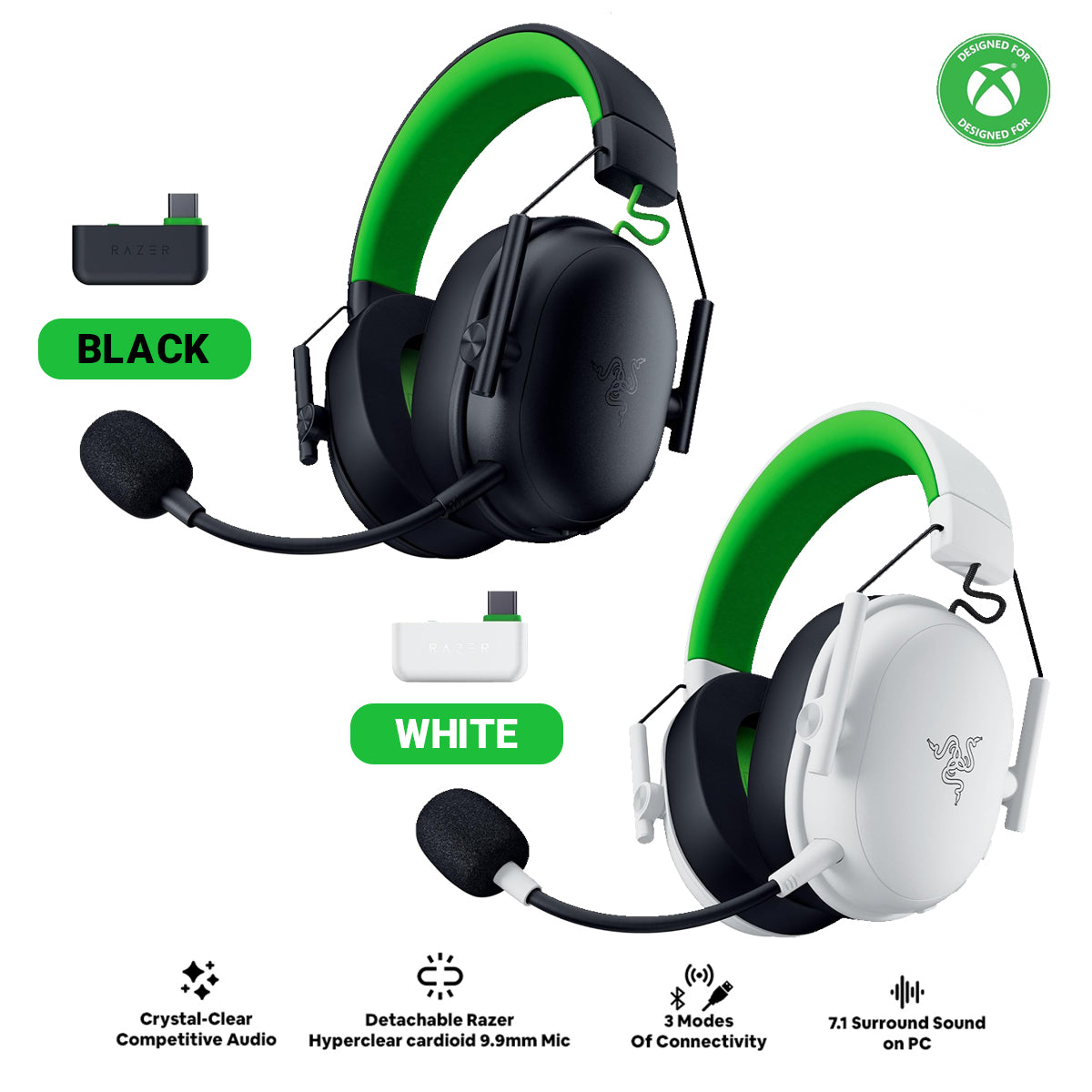 Razer BlackShark V3 X HyperSpeed Wireless eSports Headset for Xbox (Black, White)
