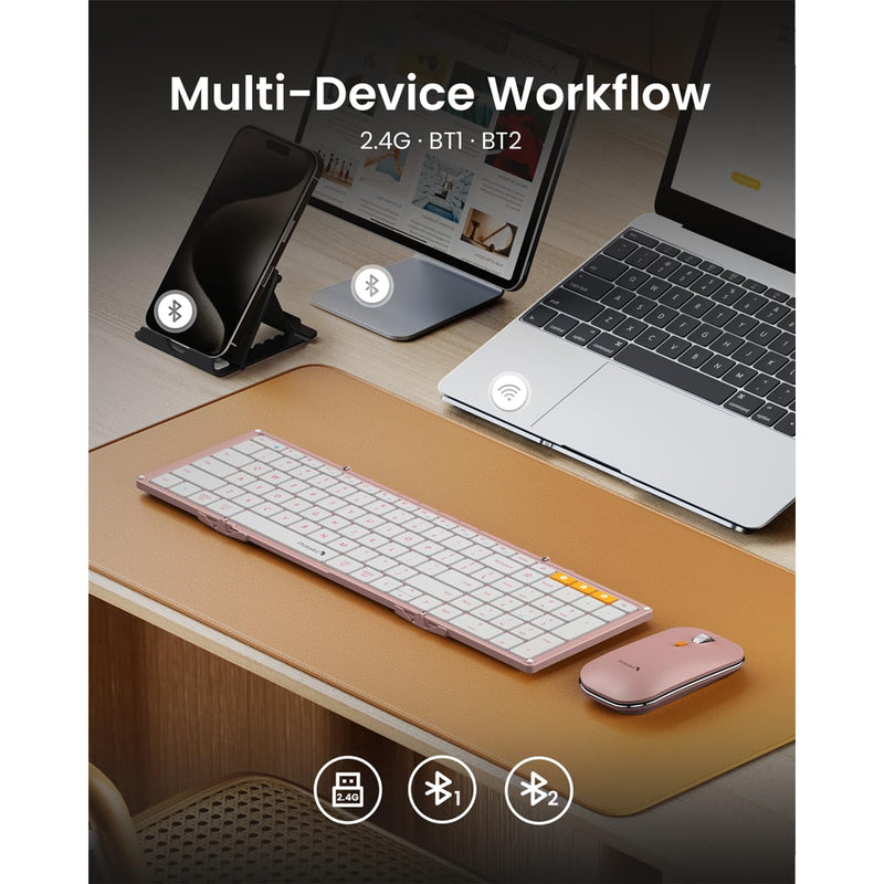 ProtoArc XKM01 Foldable Full-Size Wireless Keyboard and Mouse Combo