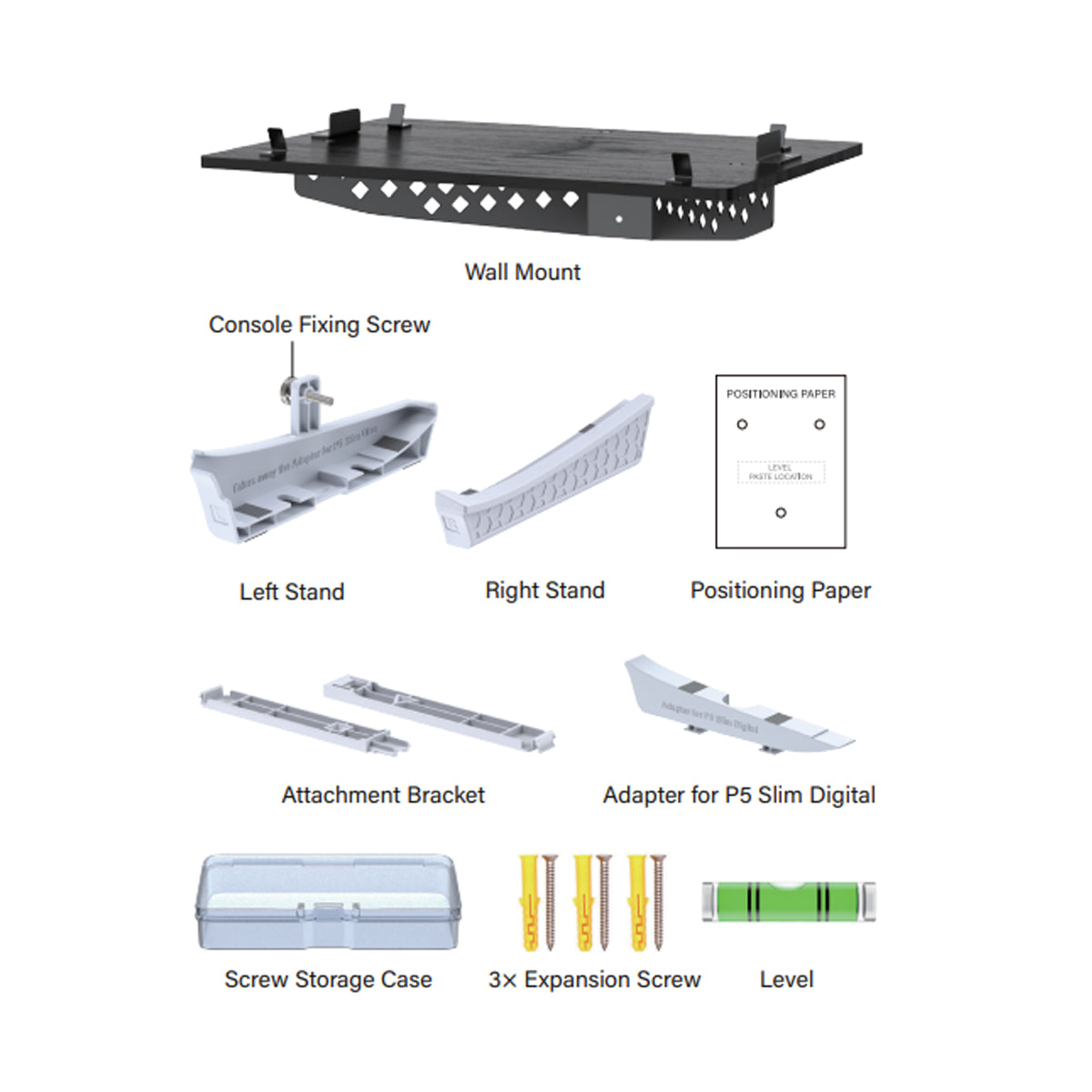 PS5 Wall Mount Kit with Horizontal Stand for PS5 Slim Disc / PS5 Digital Edition (NG-P5335)
