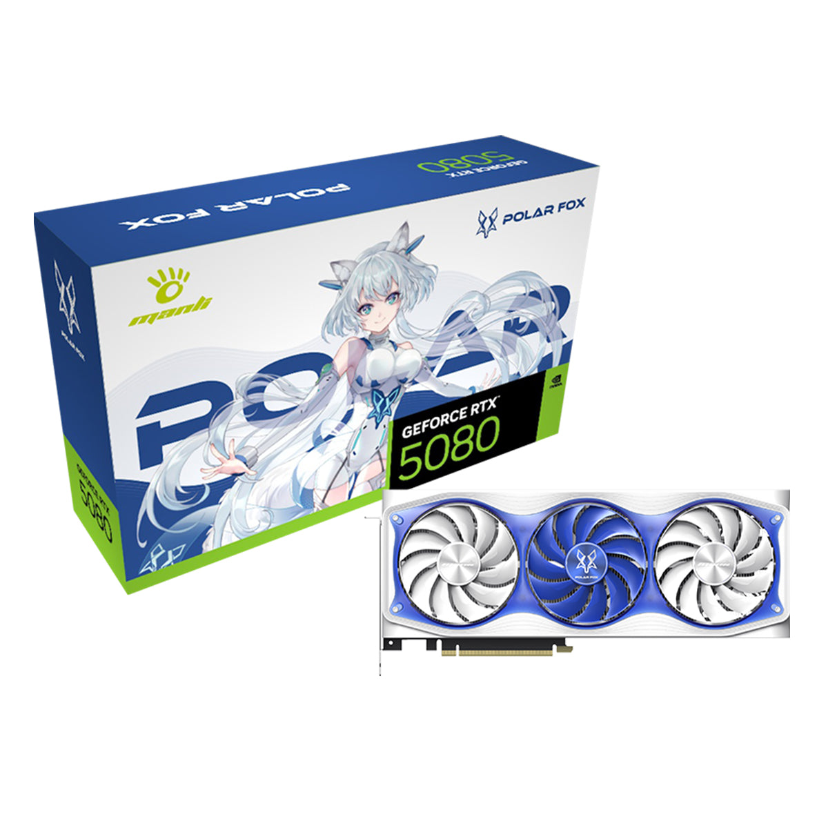 Manli Polar Fox GeForce RTX 5080 OC 16GB GDDR7 RGB Triple Cooler Graphics Card