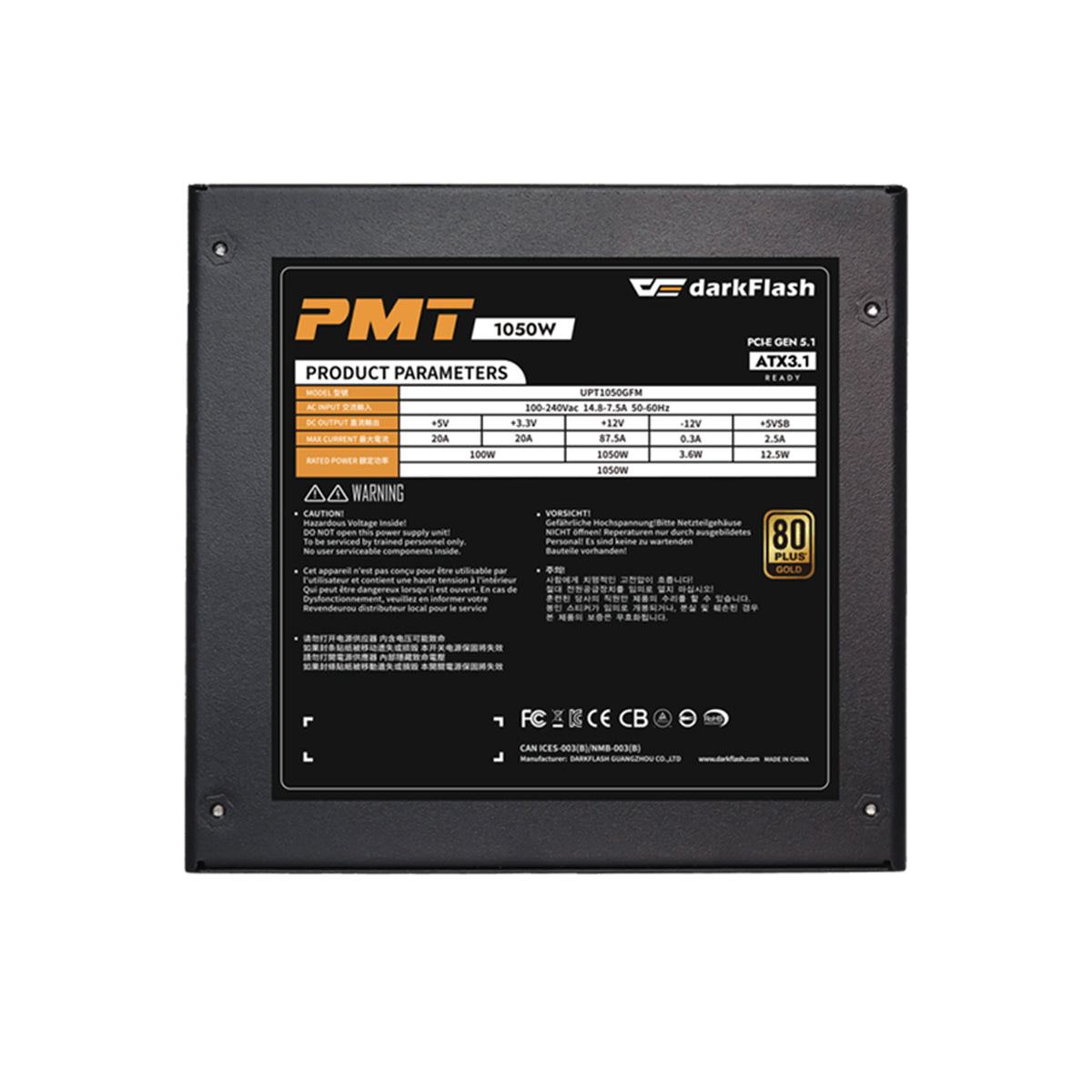 DarkFlash PMT1050 1050W 80+ Gold ATX