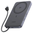 Ugreen MagFlow Air 10000mAh 30W 1xUSB-C + 15W Qi2 Magnetic Wireless Fast Charging Power Bank with 30W USB-C Built-in Cable (Gray, White, Light Blue)