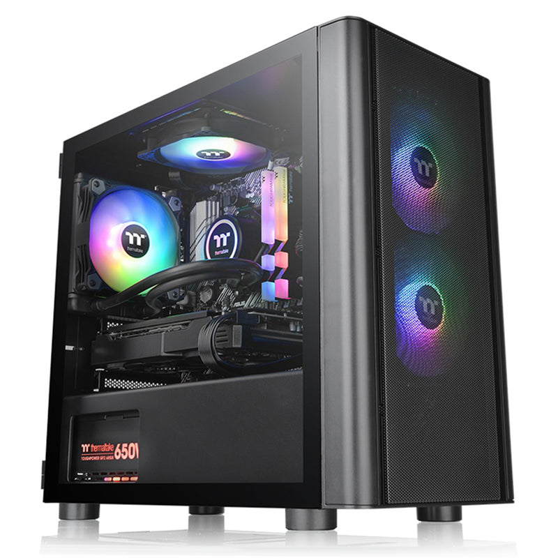 Thermaltake V150 TG RGB Breeze Micro Case 4mm Tempered Glass With 120mm RGB Front Fans PC Case (Black)