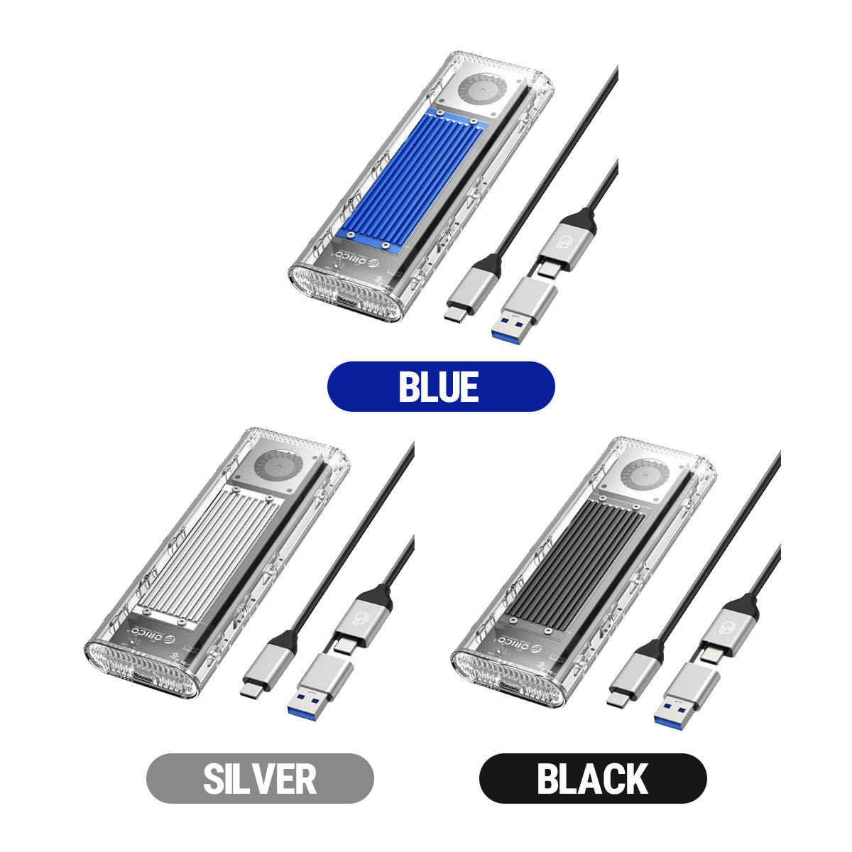 Orico M.2 NVMe SSD Enclosure - 20Gbps Type-C (Silver, Blue, Black)