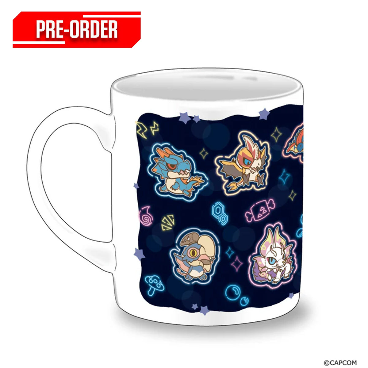 Monster Hunter Chibi Style Heat-changing Mug: Neon-themed Pre-order Downpayment