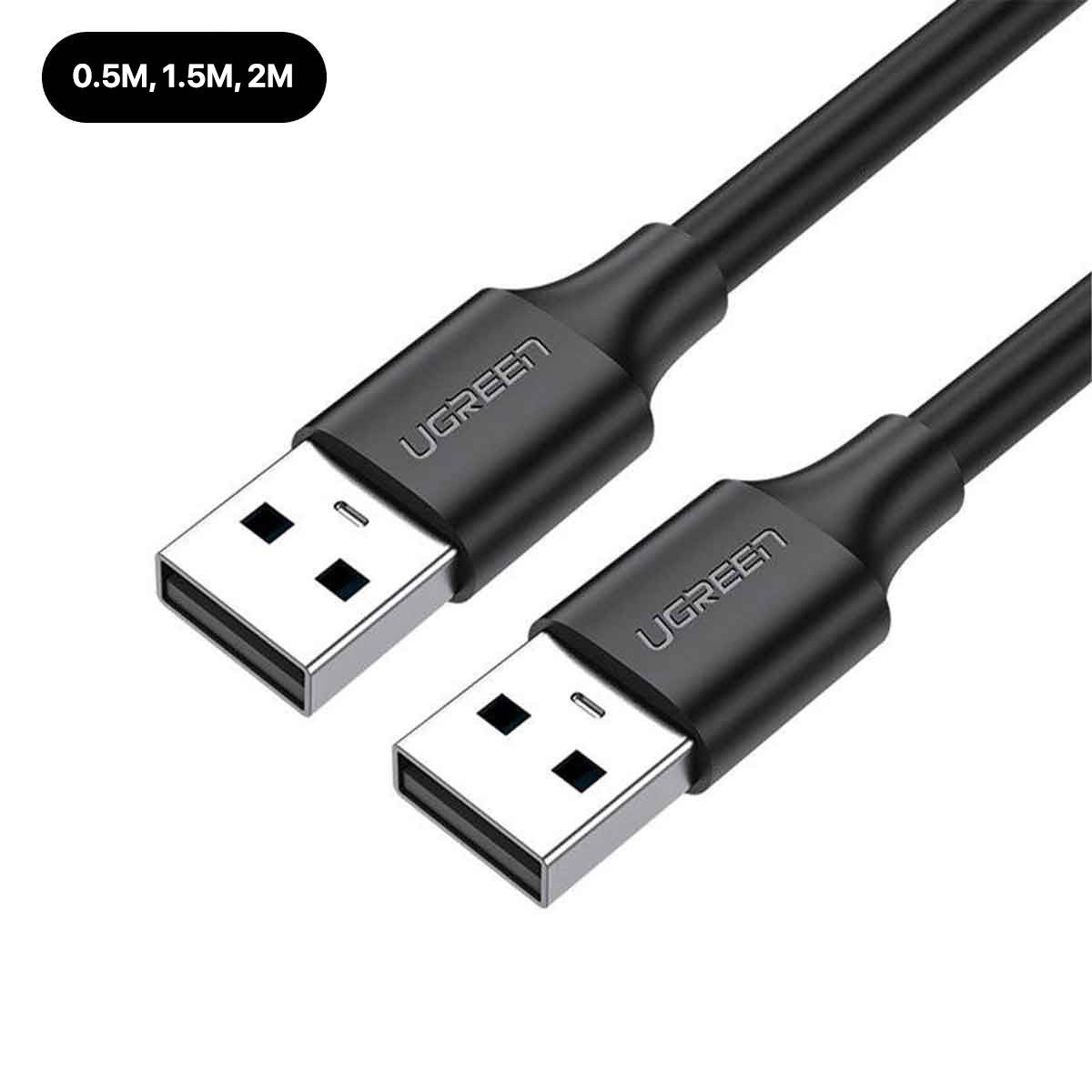 UGreen USB 2.0 A Male To Male Cable (Black) (0.5m, 1.5m, 2m)