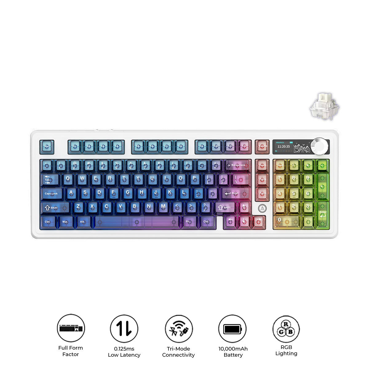 Ajazz AK980 V2 Pro RGB Tri-Mode Mechanical Keyboard (Transparent Blue Purple Pink Orange) (Lichee Switch)