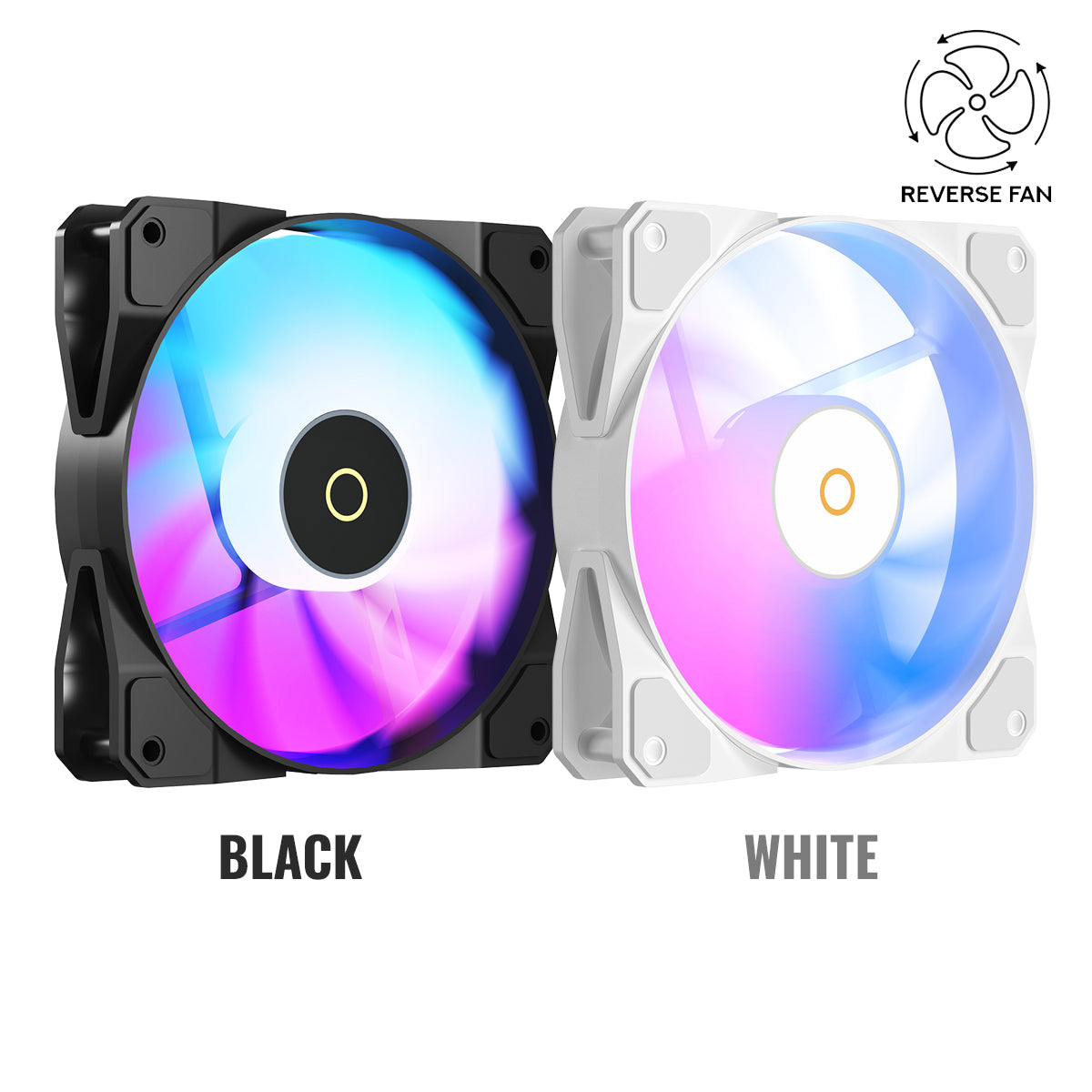 Ocypus Beta F12 ARGB Reverse Blade Cooling Fan (Black, White)