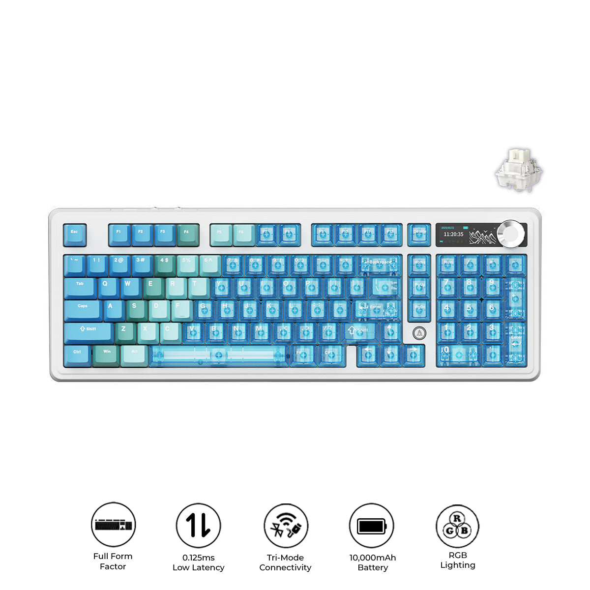 Ajazz AK980 V2 Pro RGB Tri-Mode Mechanical Keyboard (Gradient Blue Transparent) (Lichee Switch)