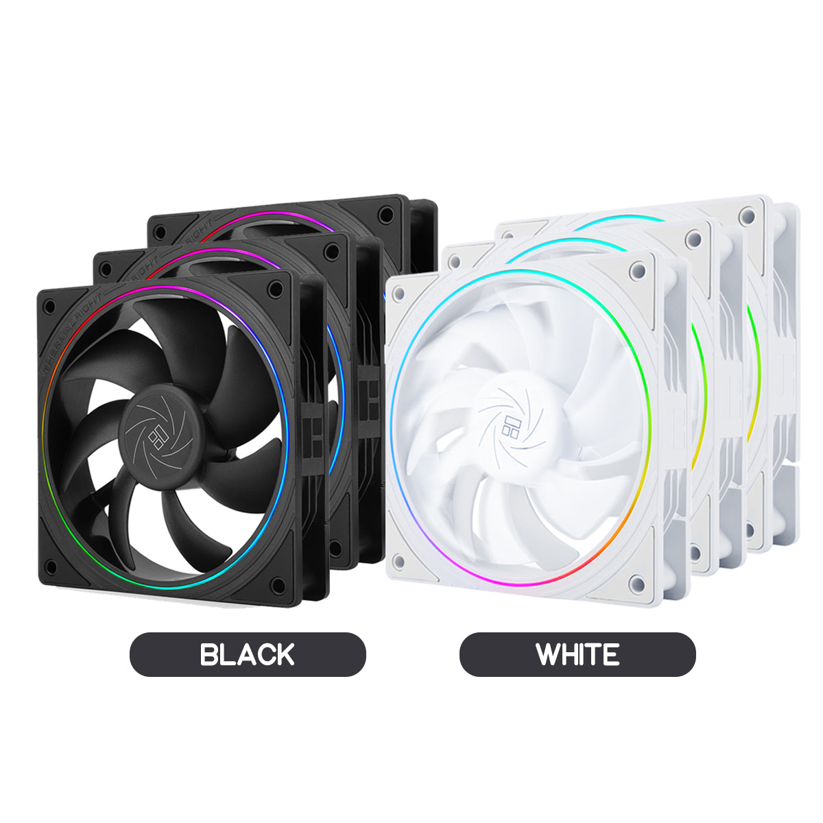 Thermalright TL-S12 120mm PWM ARGB Light Ring Case Fan (Black, White) (3-Pack)