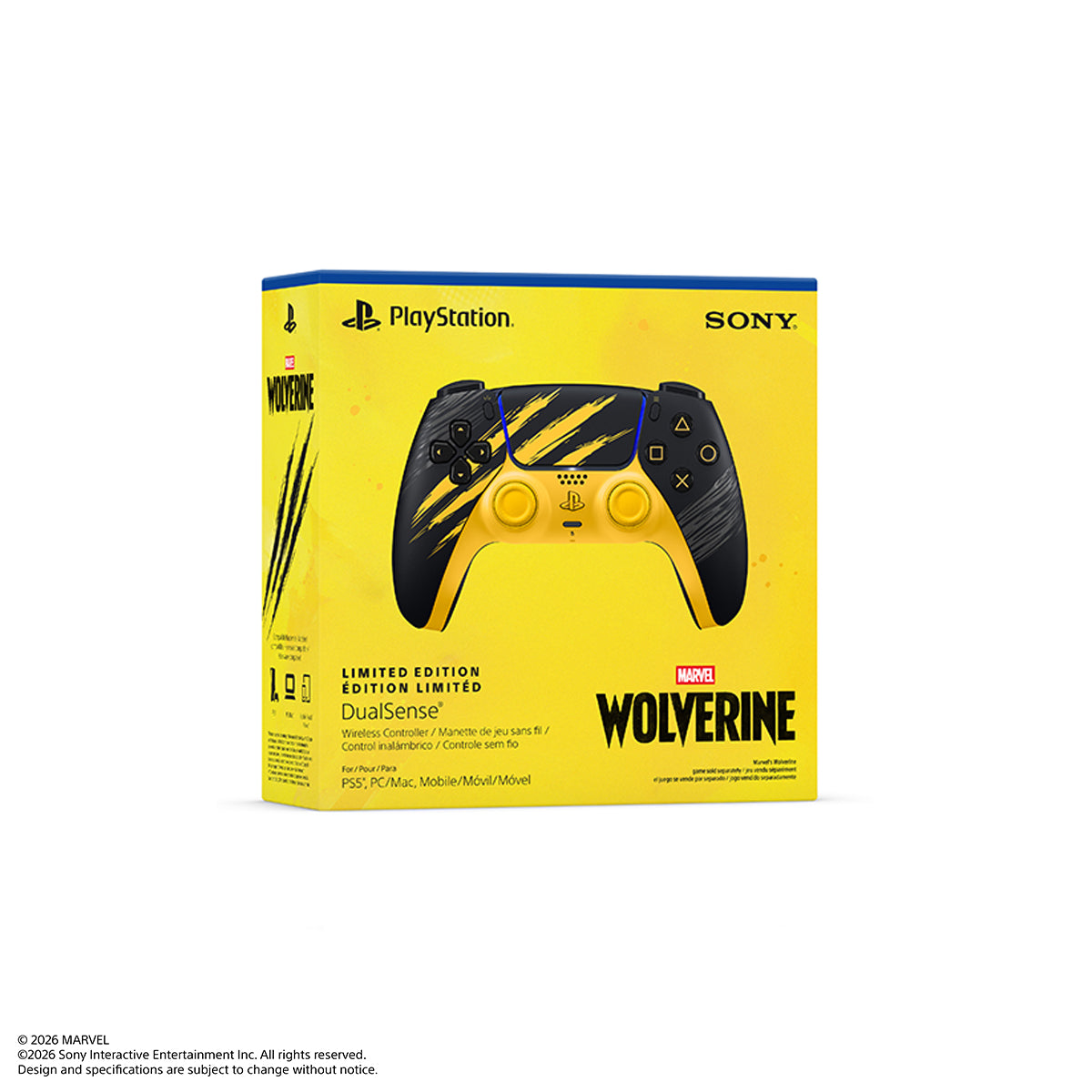 PS5 DualSense Wireless Controller – Marvels Wolverine Battle Yellow Limited Edition 