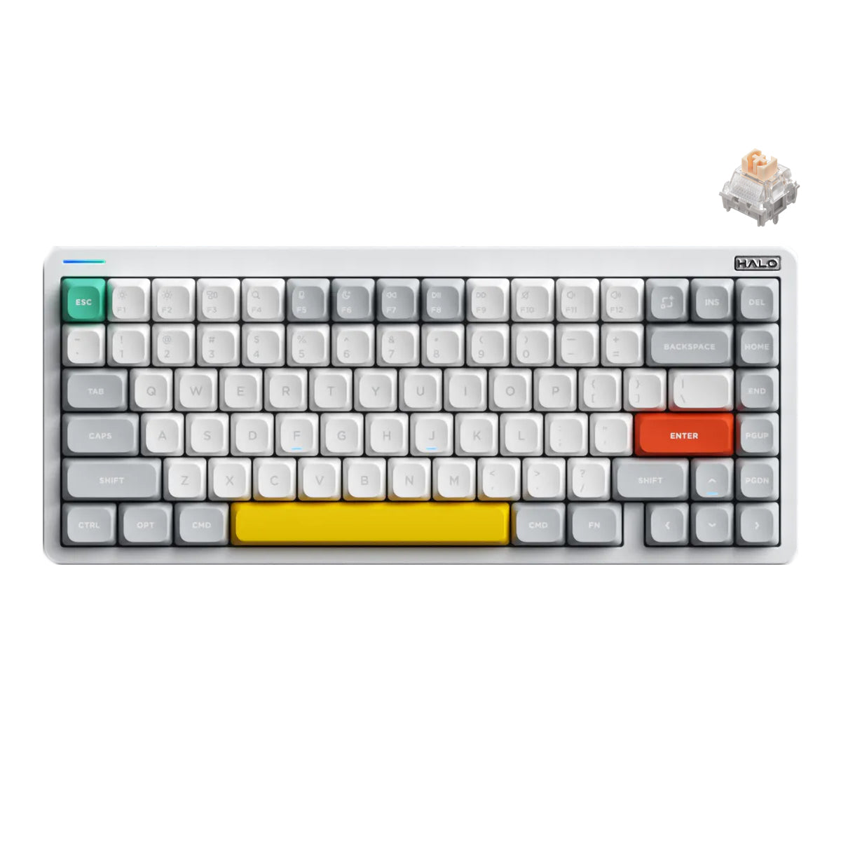 NuPhy Halo75 V2 QMK/VIA RGB Hot-Swappable 83-Key Wireless Mechanical Keyboard (Iconic White) (Mint Switch, Blush Switch)