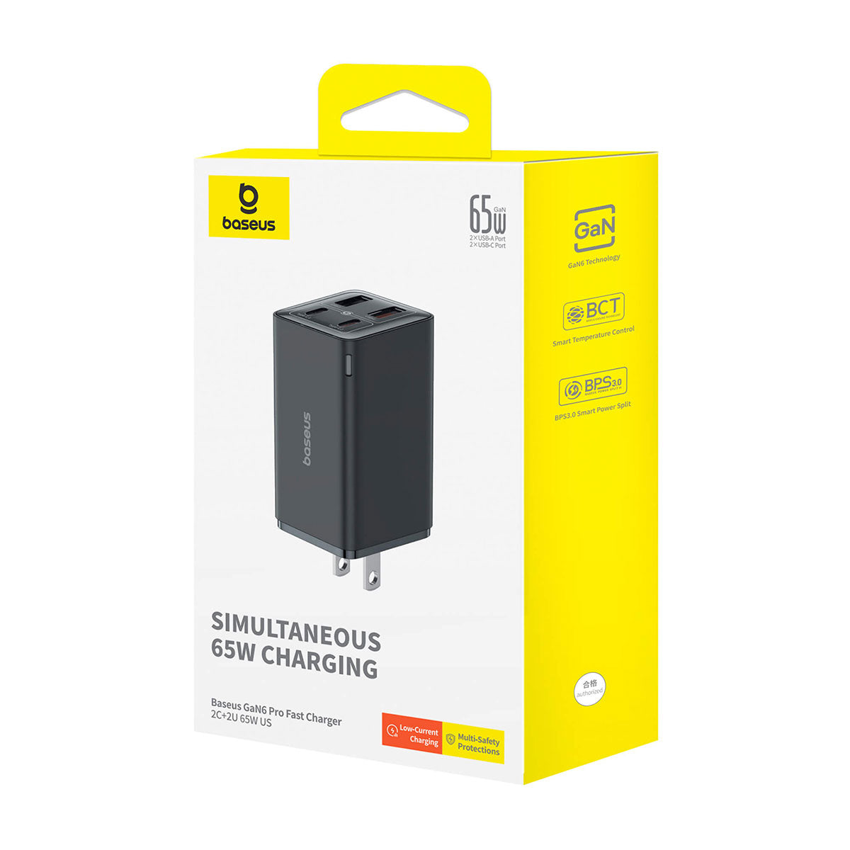 Baseus GaN6 Pro Fast Charger 2C+2U 65W (Cluster Black) (P10162702113-00)