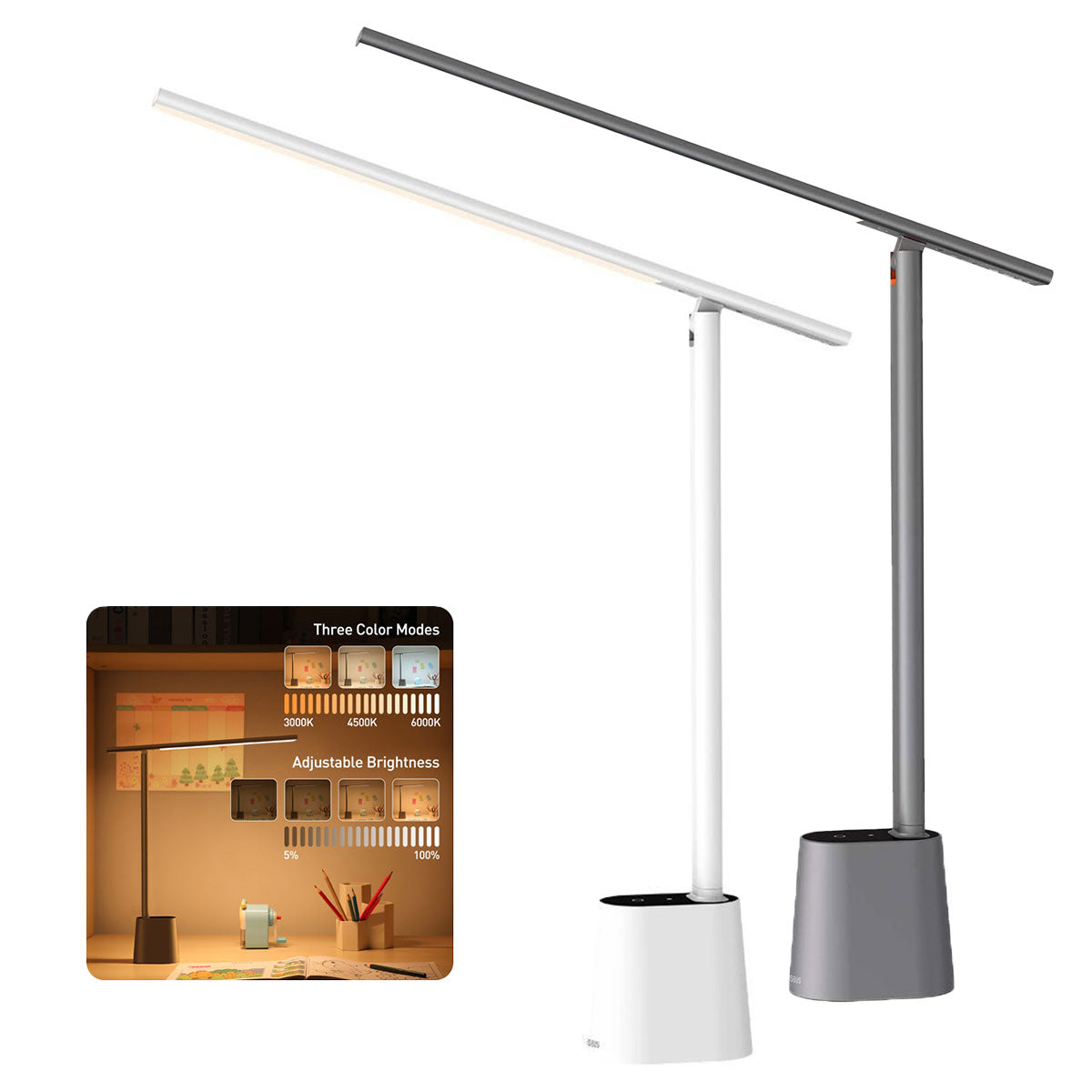 Baseus Smart Eye Series Rechargeable Folding Reading Desk Lamp Smart Light (Dark Grey, White) (DGZG-0G, DGZG-02)
