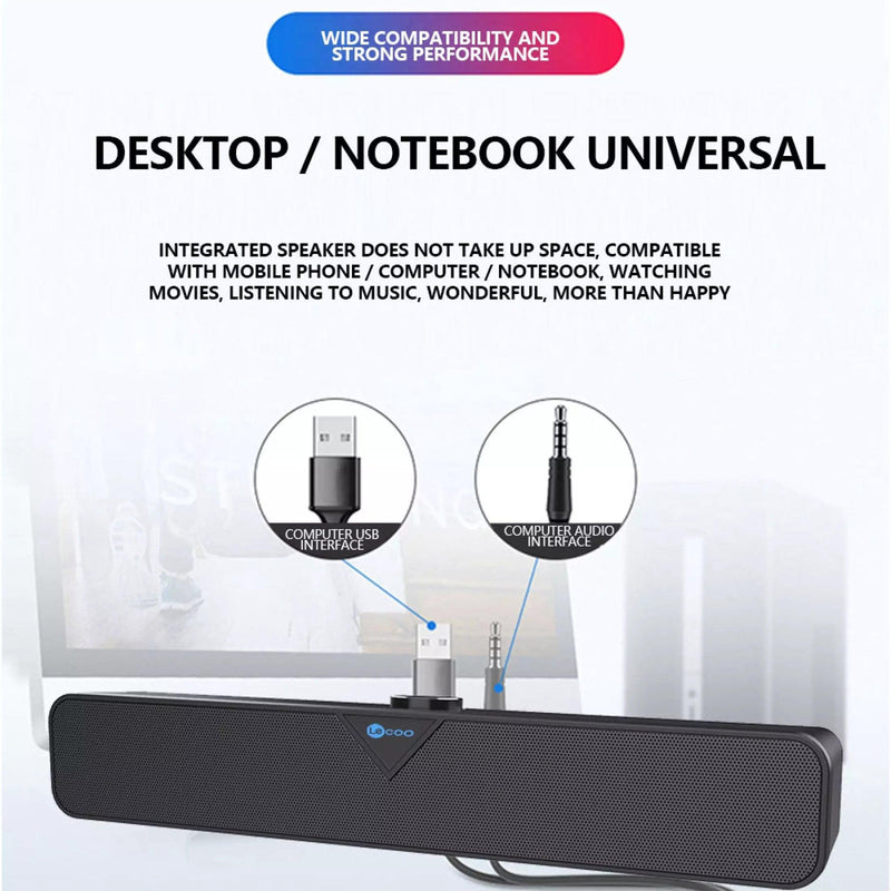 LECOO DS102 USB/Bluetooth Desktop Speaker (Black)