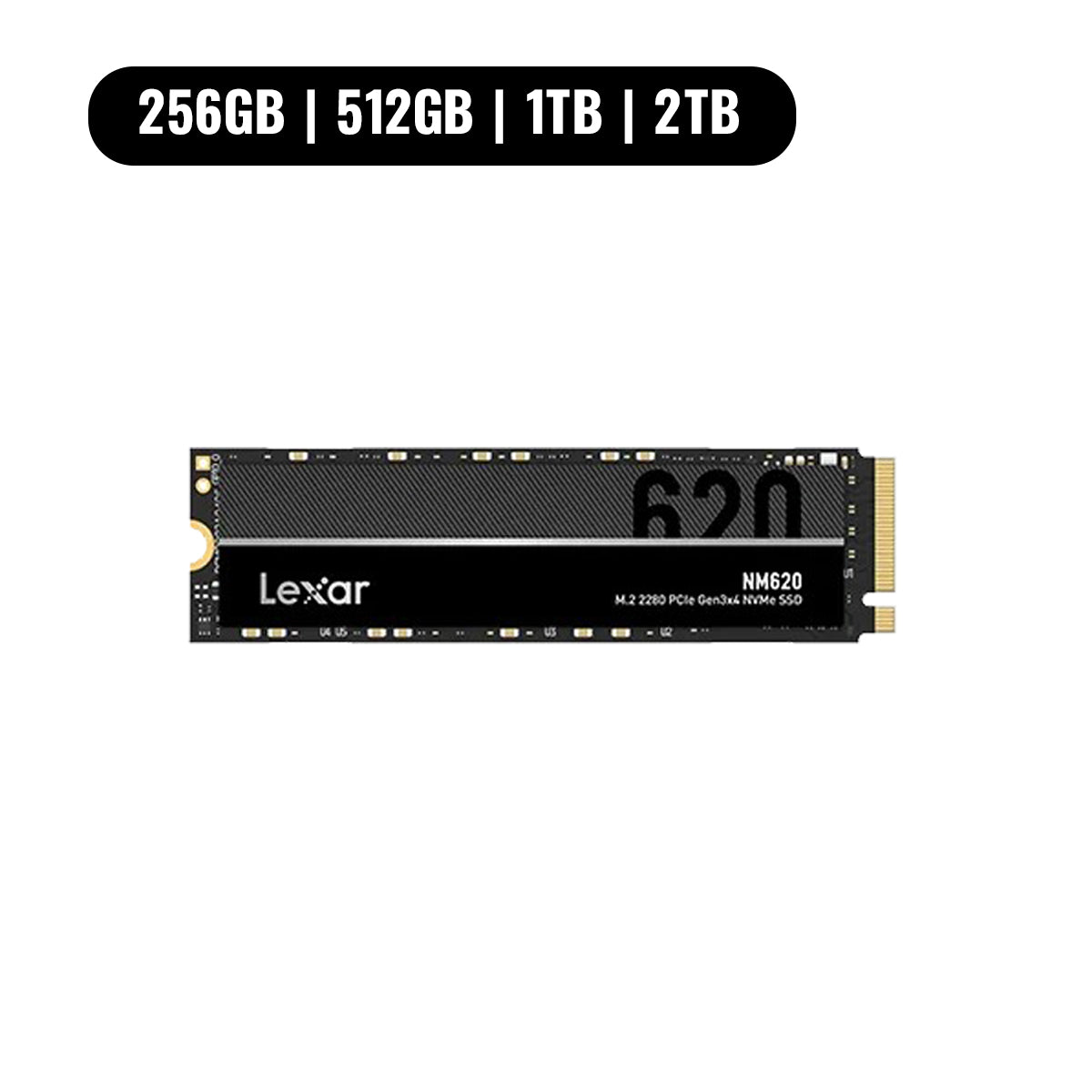 Lexar NM620 M.2 2280 3500MB/s Read PCIe Gen3x4 NVMe SSD (256GB, 512GB, 1TB, 2TB) (LNM620X512G-RNNNG, LNM620X001T-RNNNG, LNM620X002T-RNNNG)