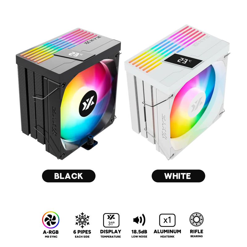 XYZ Thermax 6 Pulsar ARGB Performance Air Cooler (Black, White)