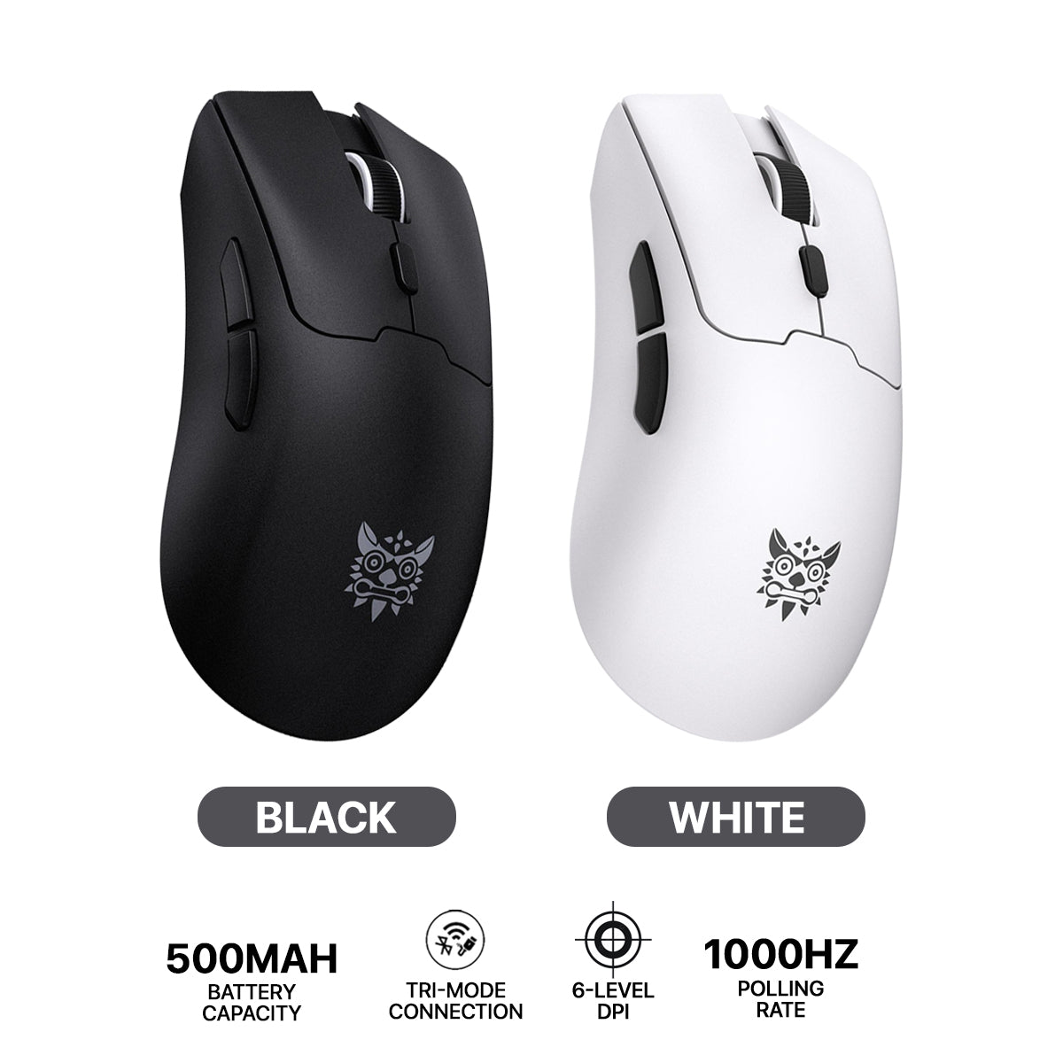 Onikuma DM01 Tri-Mode RGB Wireless Gaming Mouse (Black, White)