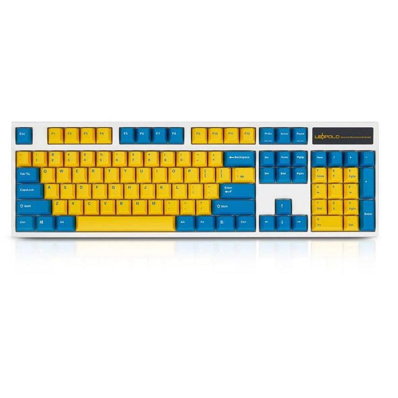 Leopold 104-Keys Mechanical Keyboard Two-Tone Yellow/Blue Keycap + Blue/White Font (Silent Red Switch) (FC900RS/EYBPD(W))