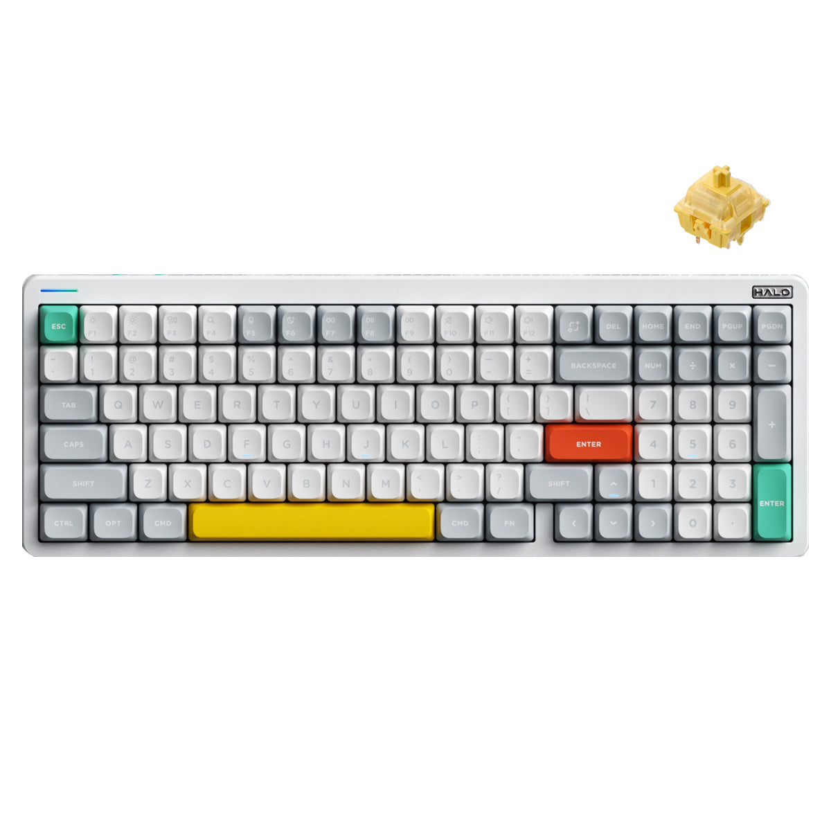 NuPhy Halo96 V2 QMK/VIA RGB Hot-Swappable 99-Key Wireless Mechanical Keyboard (Iconic White) (Lemon Switch)