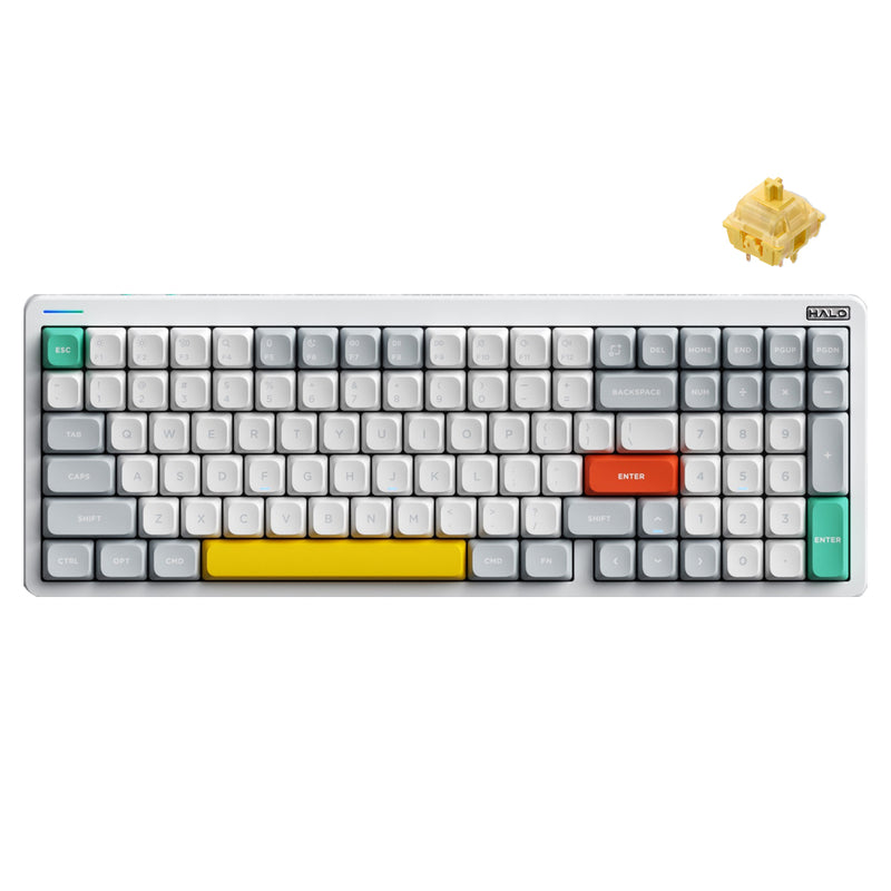 NuPhy Halo96 V2 QMK/VIA RGB Hot-Swappable 99-Key Wireless Mechanical Keyboard (Lemon Switch) (Iconic White)