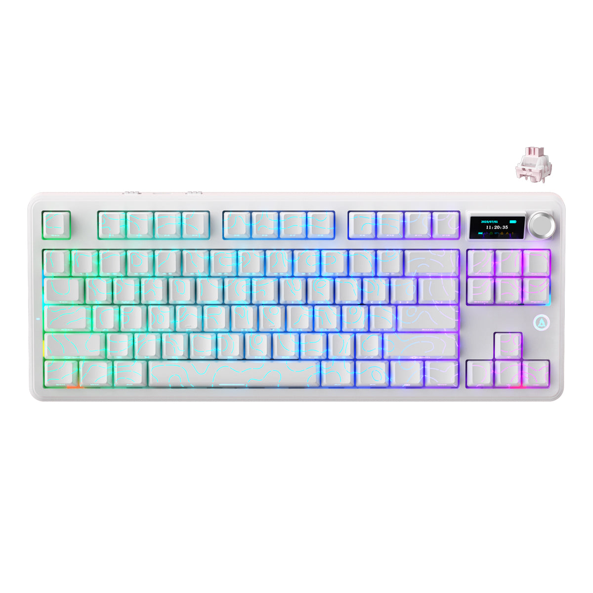 Ajazz MK87 Pro RGB Tri-Mode Mechanical Keyboard (Original Contour White) (White Peach Switch)