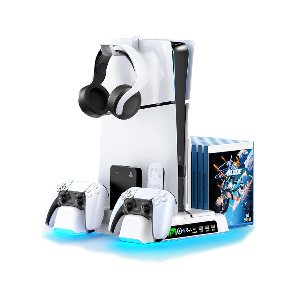 OIVO Cooling Stand with Dual Controller Charger for PS5 / PS5 Slim / PS5 Pro (White) (IV-P5329X-PRO)
