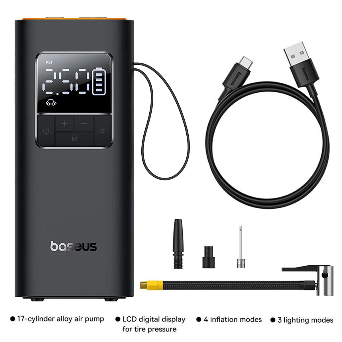 Baseus SuperMini Pro Series Wireless Car Inflator (Cluster Black)