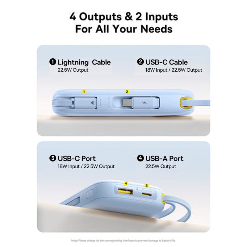 Baseus QPow 3 Digital Display Fast-Charging Power Bank with Built-in USB-C + iP Cable 20000mAh 22.5W