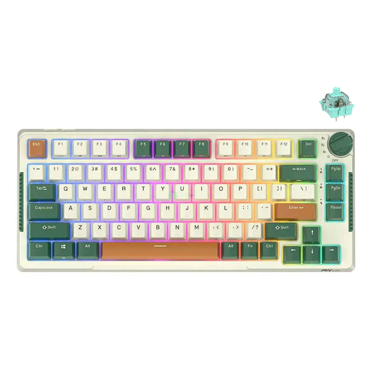 Royal Kludge RK-H81 Tri-Mode RGB 81 Keys Hot Swappable Mechanical Keyboard Time Machine (Sky Cyan Switch)