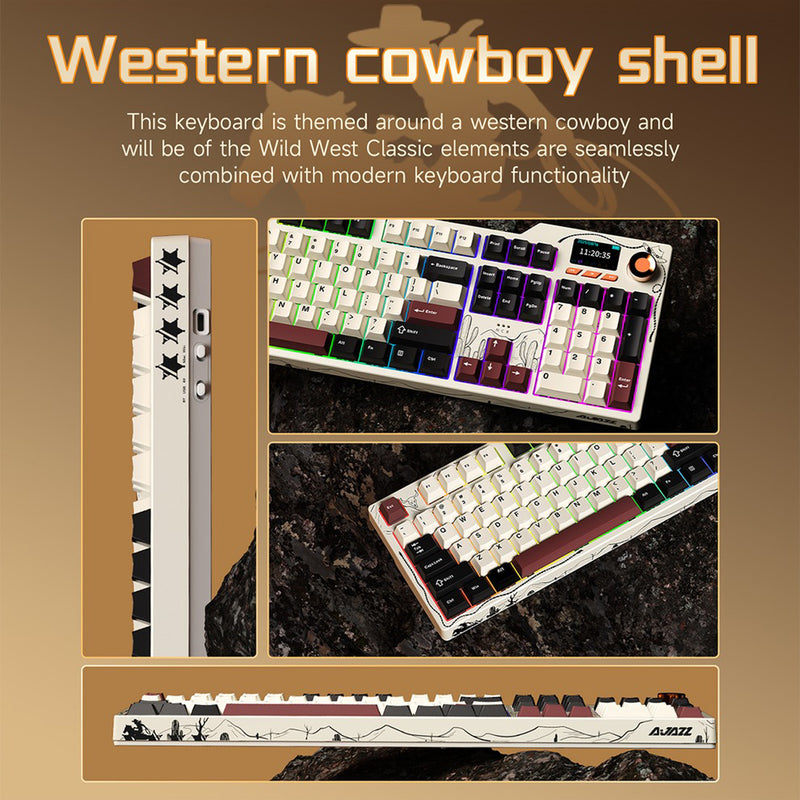 Ajazz AK35I V4 RGB Tri-Mode 100% 104-Keys Gasket-mounted Hot-Swappable Mechanical Keyboard