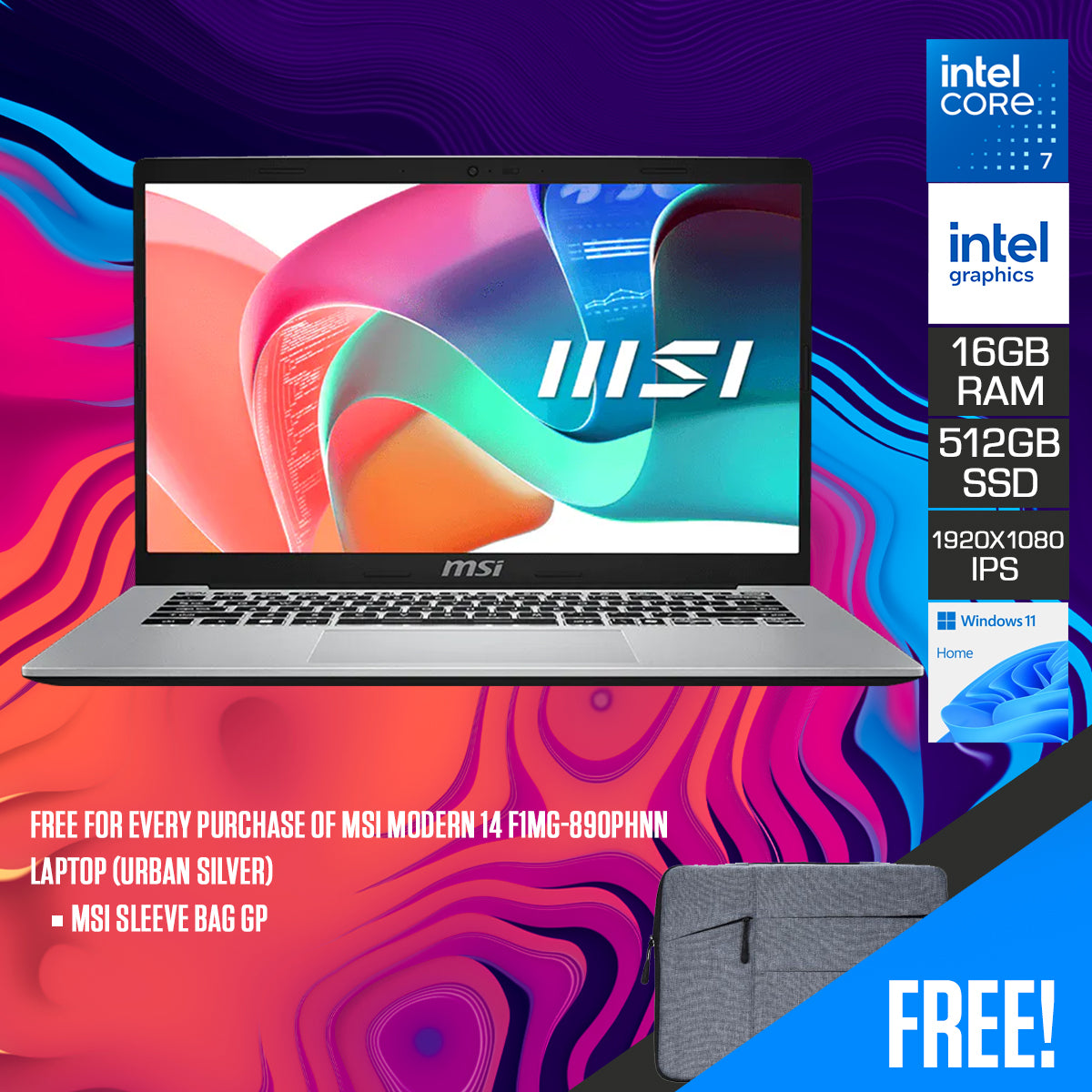MSI Modern 14 F1MG-890PHNN Laptop (Urban Silver)