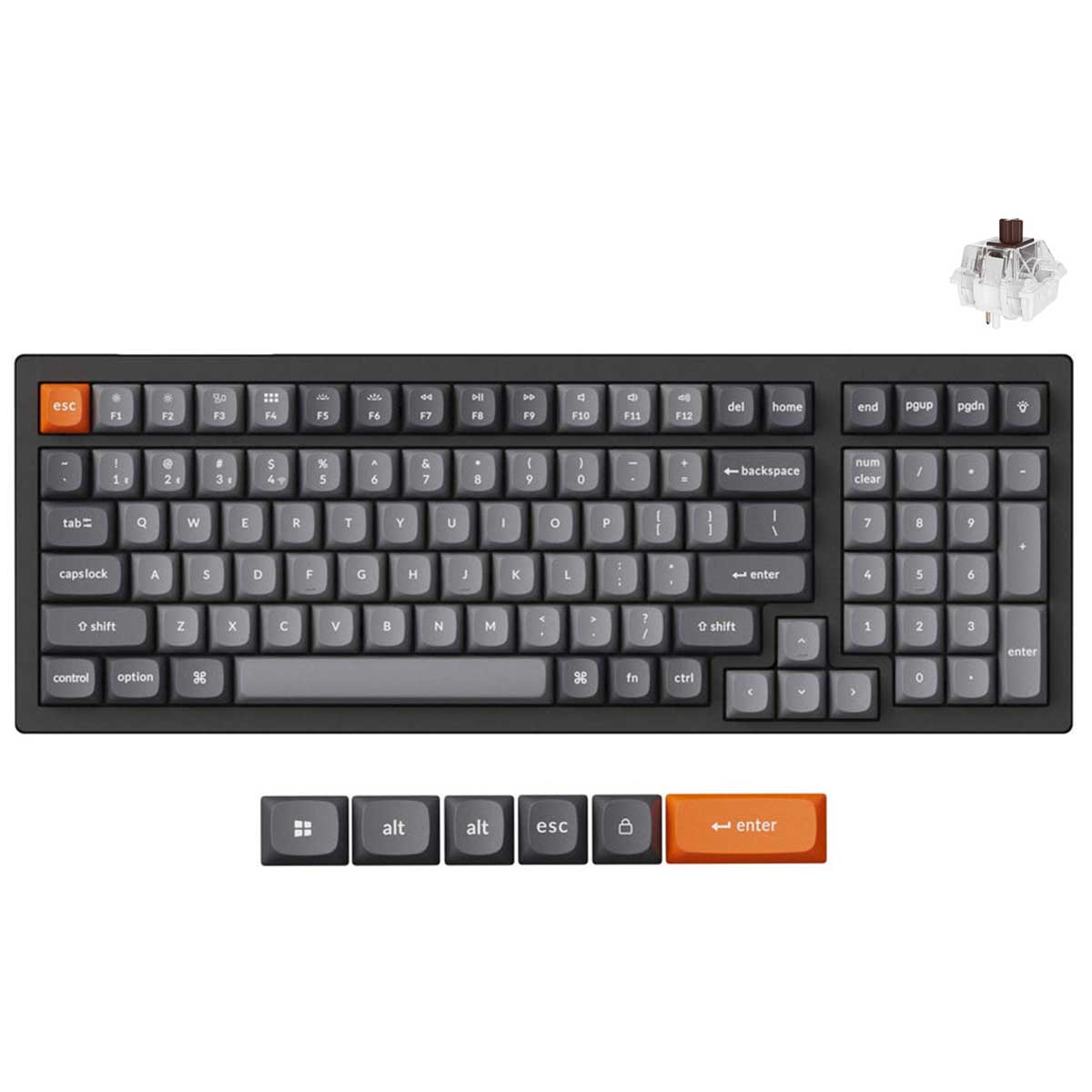 Keychron K4 Max QMK Fully Assembled White Backlight 96% Wireless Mechanical Keyboard - Black (Super Red Switch, Super Brown Switch) (K4M-A1, K4M-A3)
