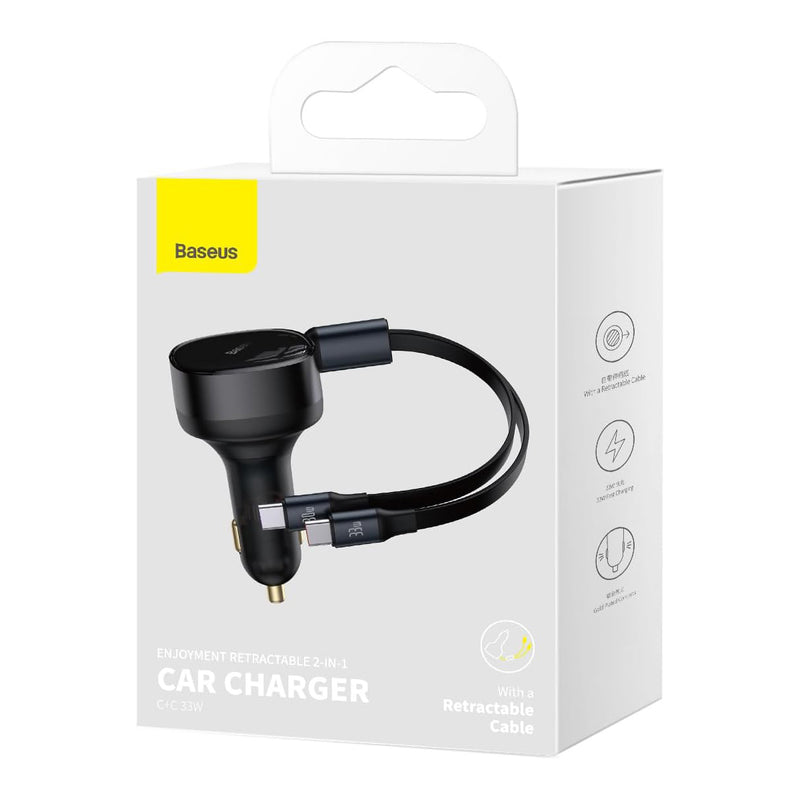 Baseus Enjoyment Retractable 2-in-1 Car Charger C+C 33W (C00035500111-00)