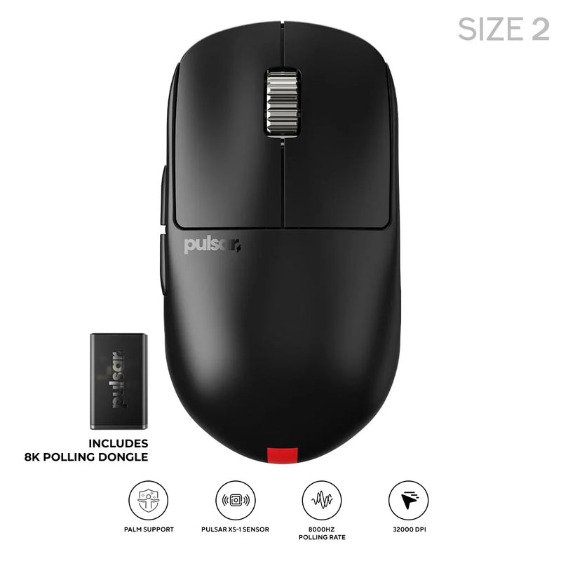 Pulsar X2H V3 eS Esports Tournament Edition Symmetrical Wireless Gaming Mouse Size 2 (Black)