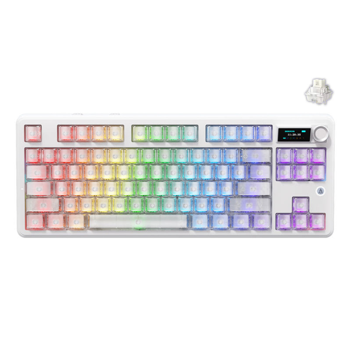 Ajazz MK87 Pro RGB Tri-Mode Mechanical Keyboard (Original Side Engraved White Frosted Transparent)