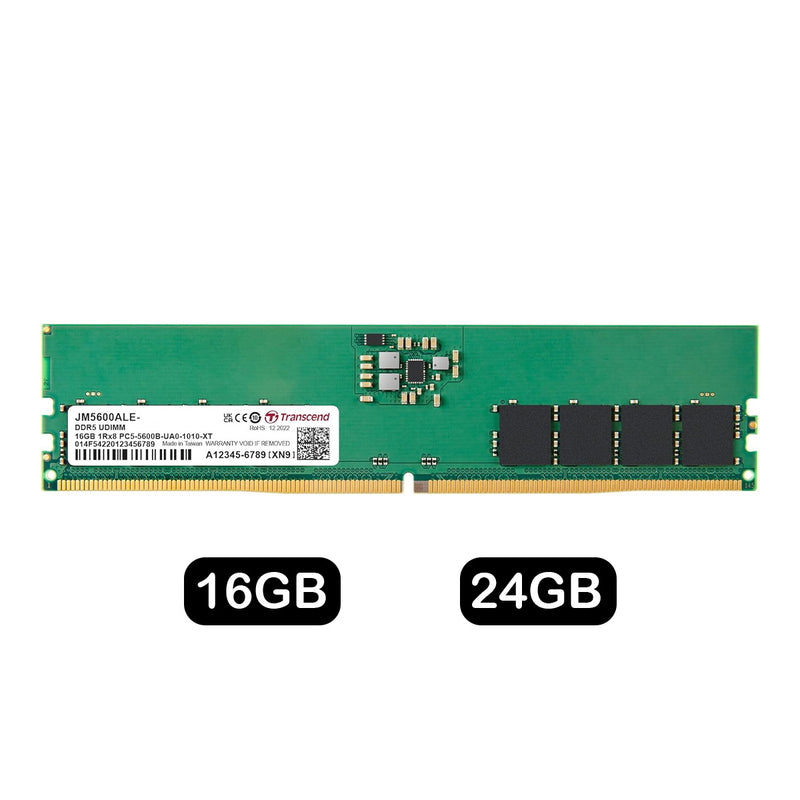 Transcend JETRAM DDR5 5600MHz U-DIMM 1Rx8 CL46 1.1V (16GB, 24GB) (JM5600ALE-16G, JM5600ALE-24G)