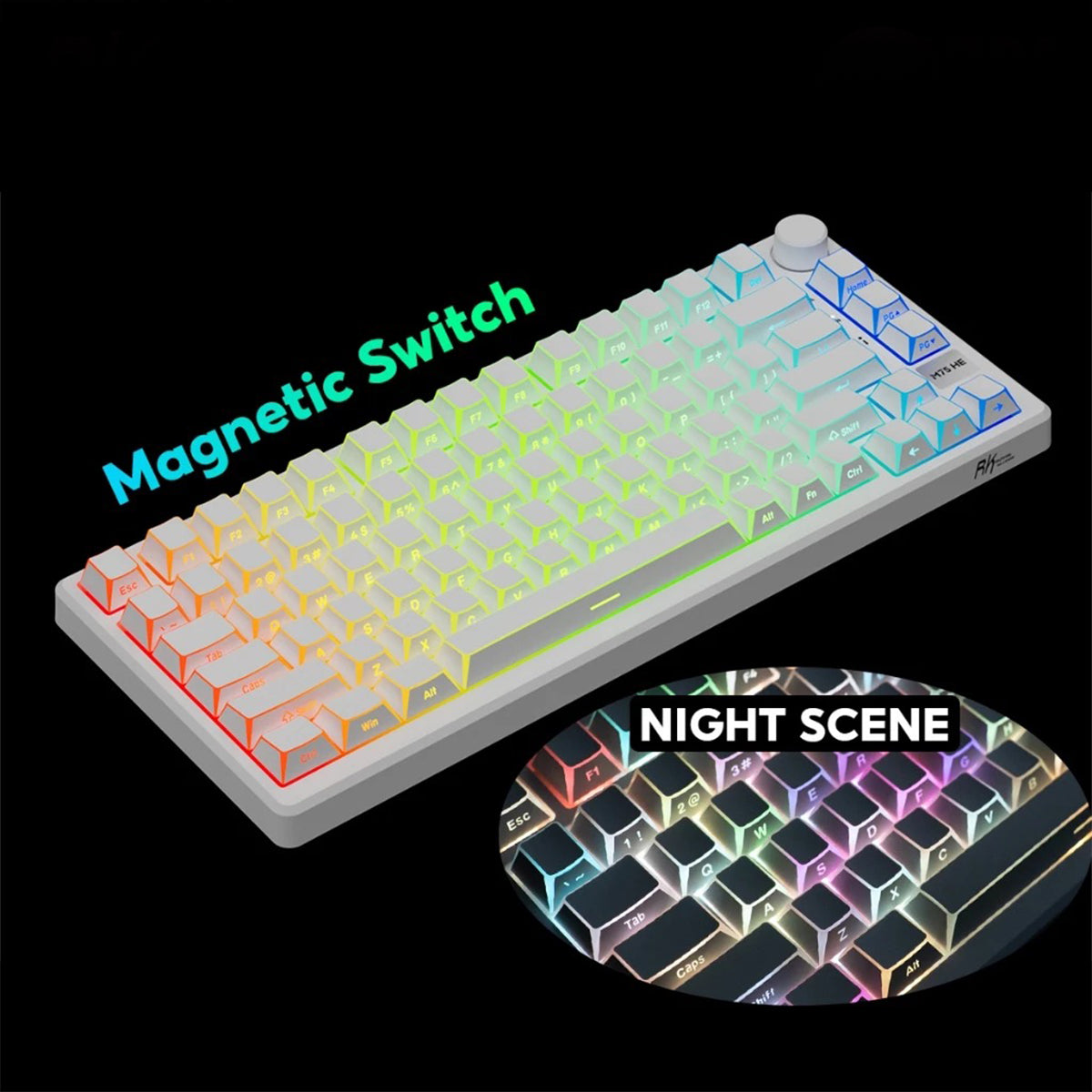 Royal Kludge RK-M75 Tri-Mode RGB 81 Keys Hot-Swappable Mechanical Keyboard Aurora (Creamy Switch)