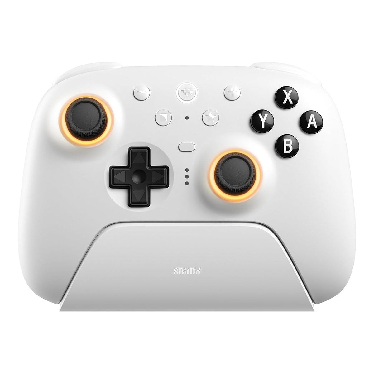8BitDo Ultimate 2 Bluetooth Controller with TMR Joysticks, Switchable Hall Effect/Tactile Triggers, Vibration & Motion Control, RGB Fire Ring with Charging Dock for Nintendo Switch/Windows PC/N-Switch Pro Controller (Black, White) (80ND)