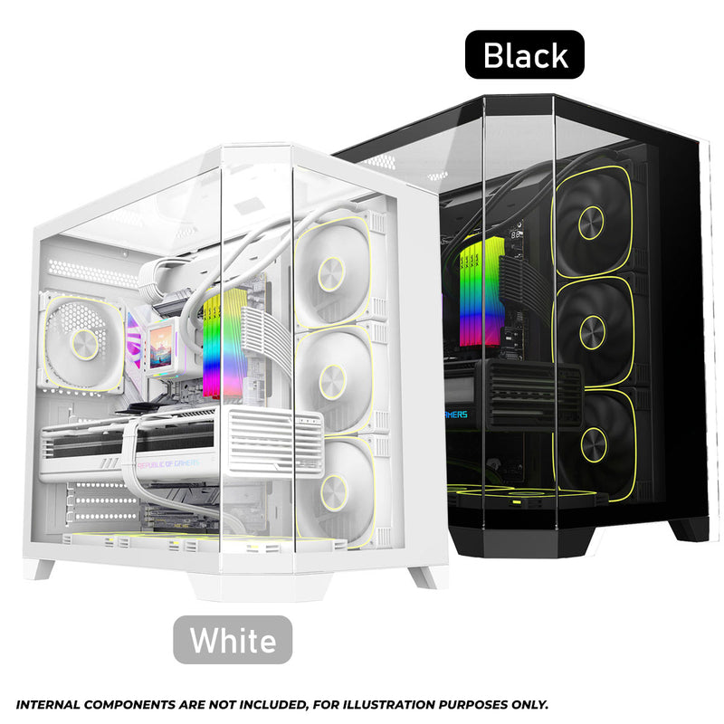 Coolman Zentra Luxe ATX Vision PC Case (Black, White)