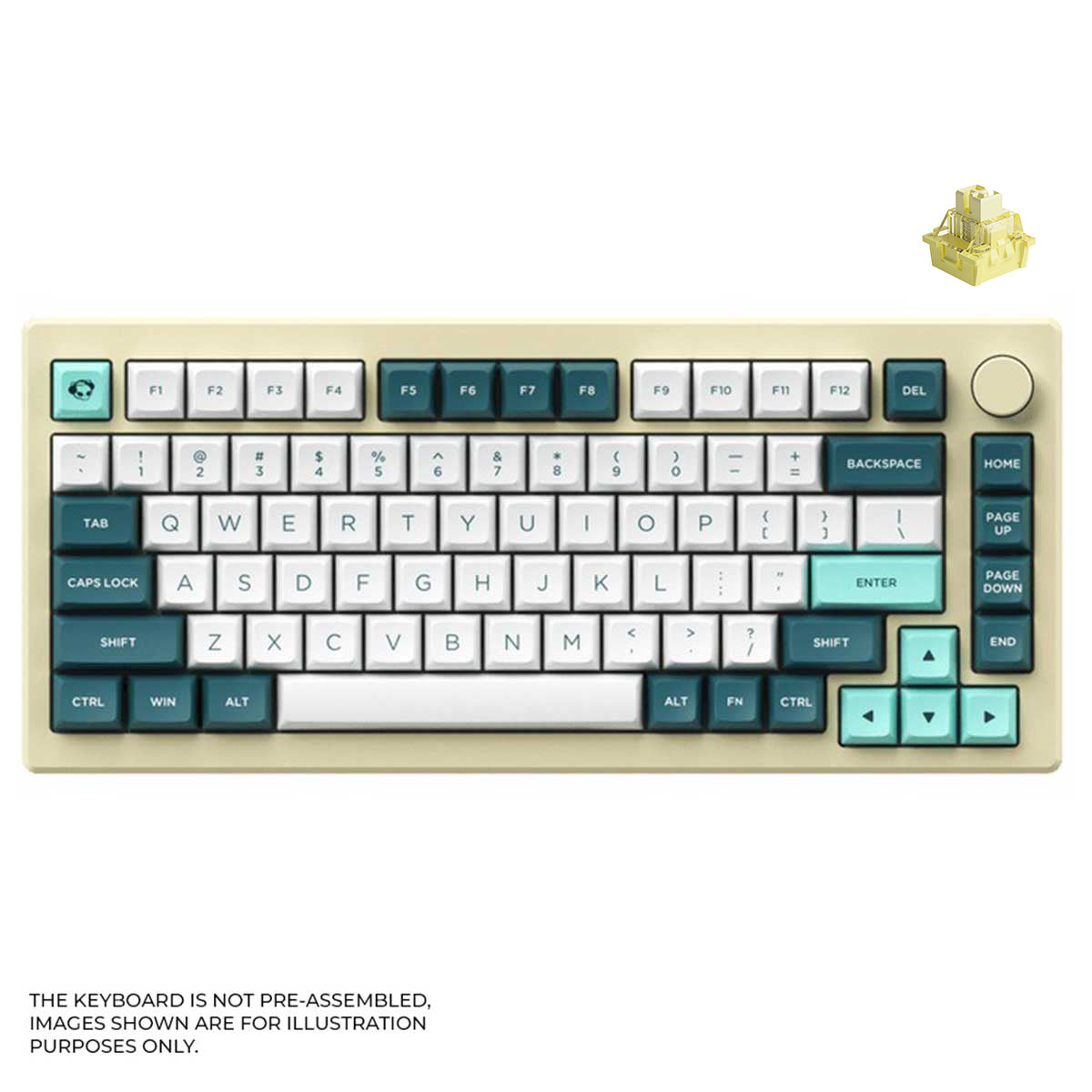 Akko MOD 007B HE DIY Kit With OSA Keycap Set 187-Key Cream White (Akko Cream Yellow Magnetic Switch)