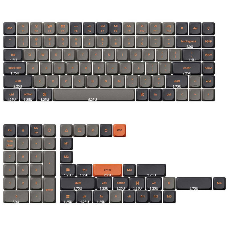 Keychron Low Profile Double Shot PBT LSA Full Set 133 Keys Keycap Set Version 2 (Carbon) (PBT-61)