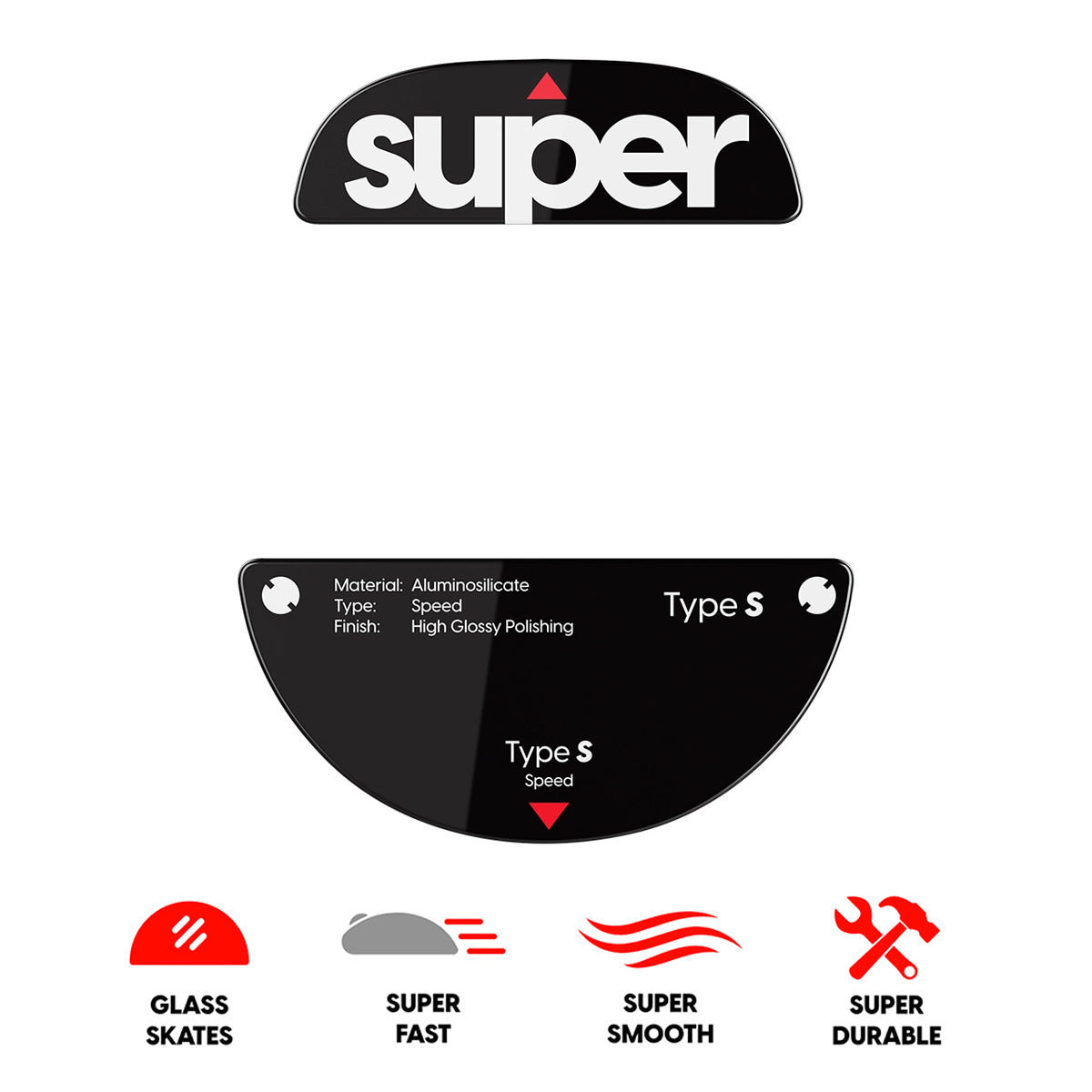 Pulsar Superglide Glass Skates Type-S for Pulsar Tenz Signature Edition (Black) (PTZSGSB)