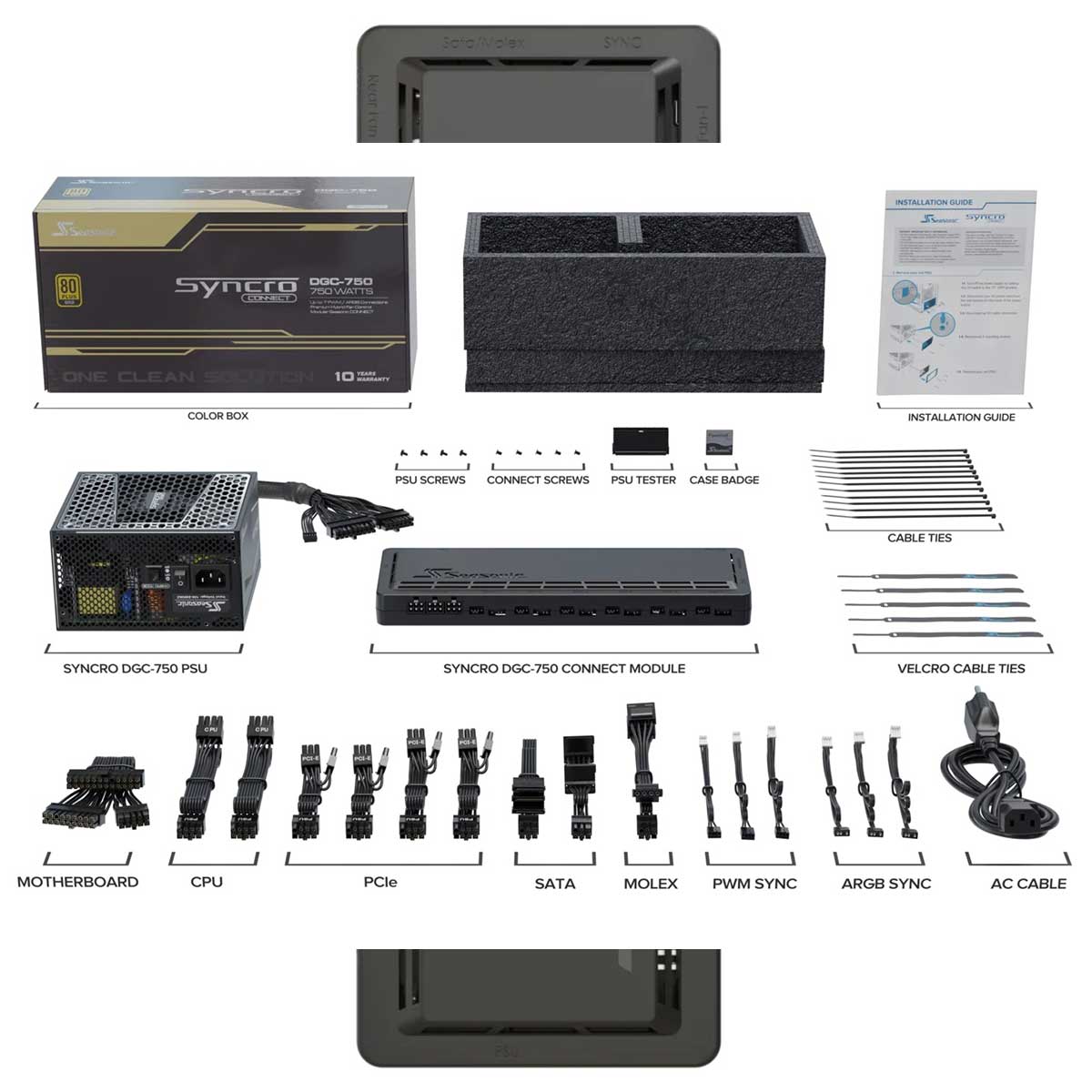 Seasonic Syncro Q704 Aluminum Mid Tower PC Case + DGC-750 750W 80+ Gold Power Supply (SSR-750FA2)