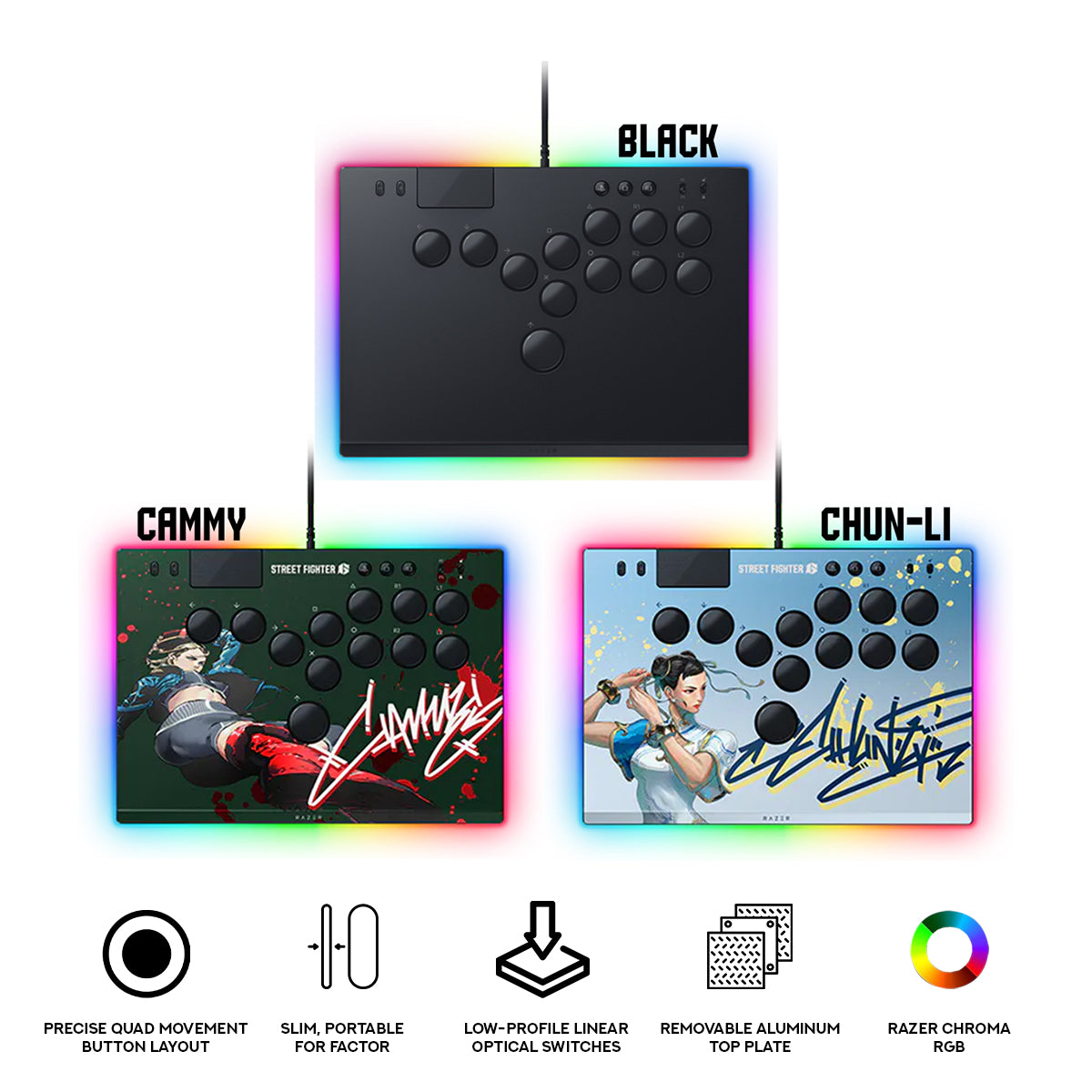 Razer Kitsune All-Button Optical Arcade Controller For PS5 & PC (Black, SF6 Cammy Edition, SF6 Chun-Li Edition)