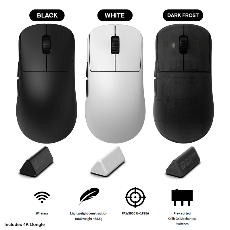 Endgame Gear OP1w 4K V2 Wireless Gaming Mouse (Black, White, Dark Frost)