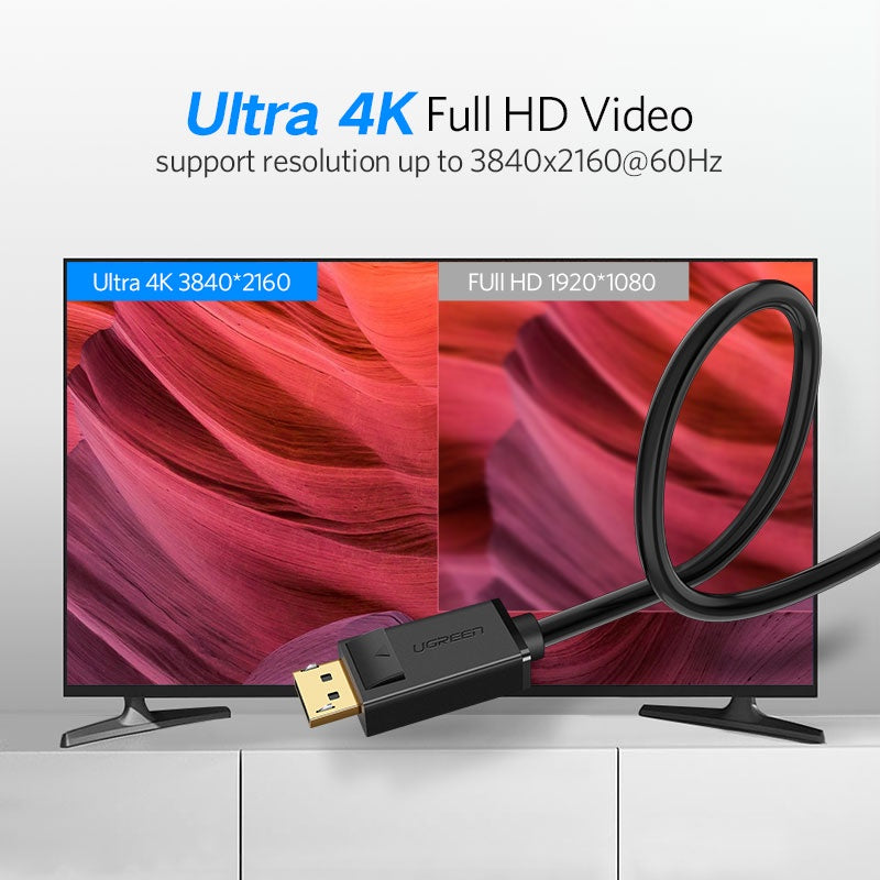 Ugreen DP 1.2 Male to Male Cable - 1m (Black) (DP102/10244)