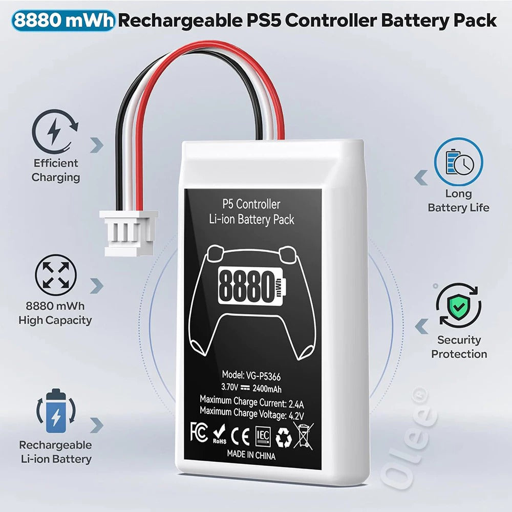 PS5 Controller Li-ion 8880mAH Battery Pack 2-Pack (VG-P5366)