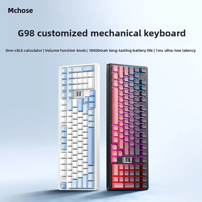 Mchose G98 V2 RGB Tri-Mode Hot-Swappable Mechanical Keyboard (Black/Pink) (Snow Tiger Switch)
