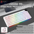 Ajazz AK820 V2 RGB Tri-Mode Mechanical Keyboard (Contour Lines White) (White Peach Switch)